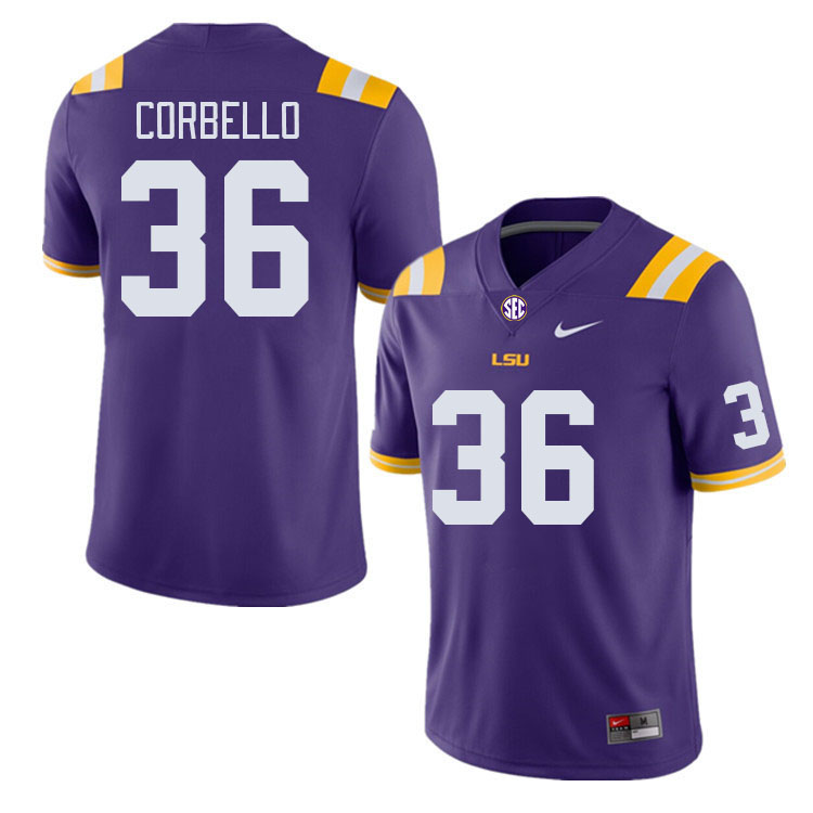 Men #36 Aidan Corbello LSU Tigers College Football Jerseys Stitched Sale-Purple - Click Image to Close
